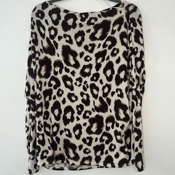 Leopard Print Gibson Look Long Sleeve Top Medium - Picture 1 of 6